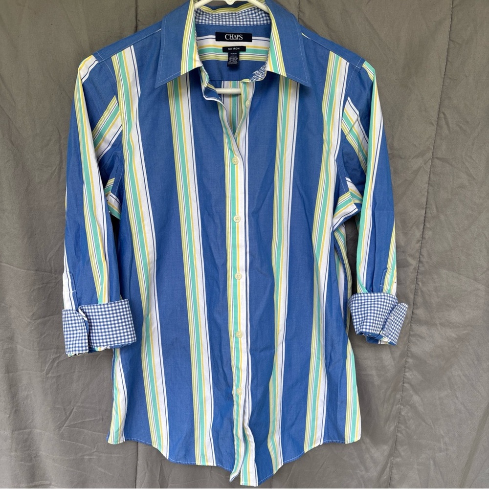 Chaps Blue and Green Button Down Shirt